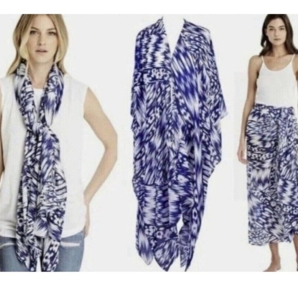 Michael Stars Ikat Print Kimono Multitude Scarf Wrap Skirt Beach Swim Cover O/S - Picture 2 of 6
